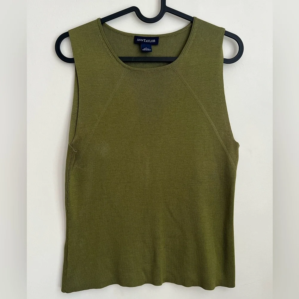 Ann Taylor Olive Knit Button-Up Cardigan - Picture 3 of 6